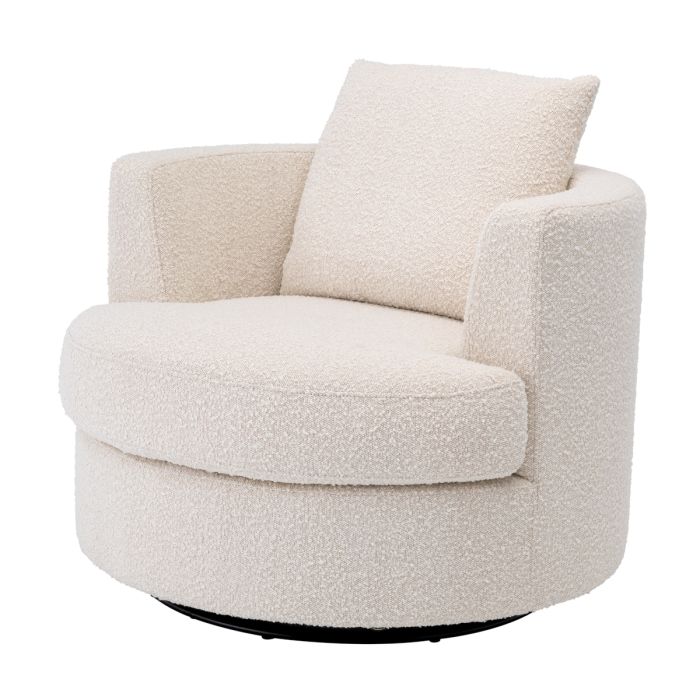 Fauteuil pivotant bouclé crème | Eichholtz Felix