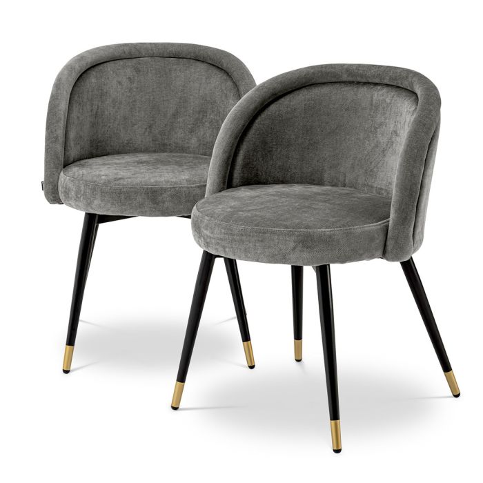 Chaise de salle à manger en tissu gris (lot de 2) | Eichholtz Chloé
