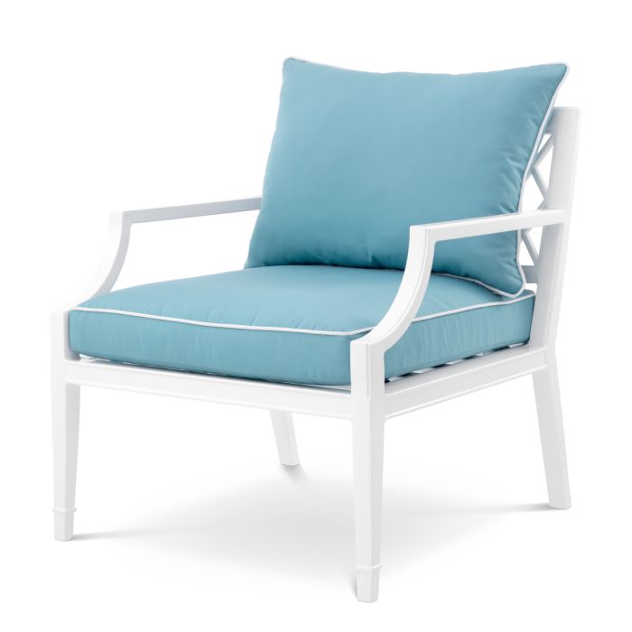Fauteuil d'extérieur blanc et bleu minéral | Eichholtz Bella Vista