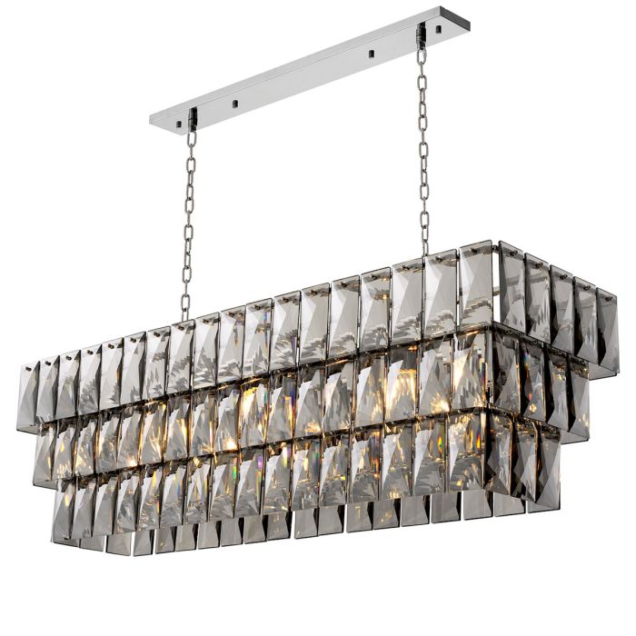 Lustre rectangulaire nickelé en cristal fumé | Eichholtz Amazone