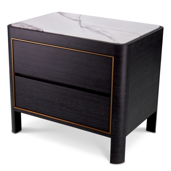Table de chevet en chêne gris anthracite et marbre blanc | Eichholtz Corazon