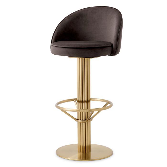 Chaise de bar en velours gris | Eichholtz Dorland