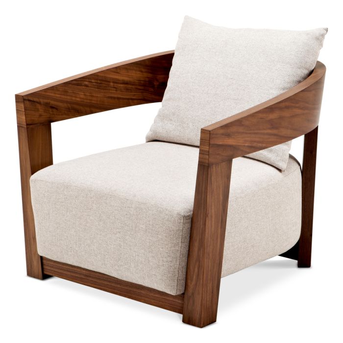 Fauteuil marron en tissu beige | Eichholtz Rubautelli
