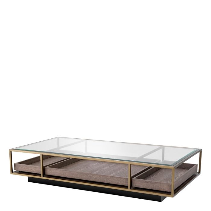 Table basse en verre et en bois marron | Eichholtz Roxton
