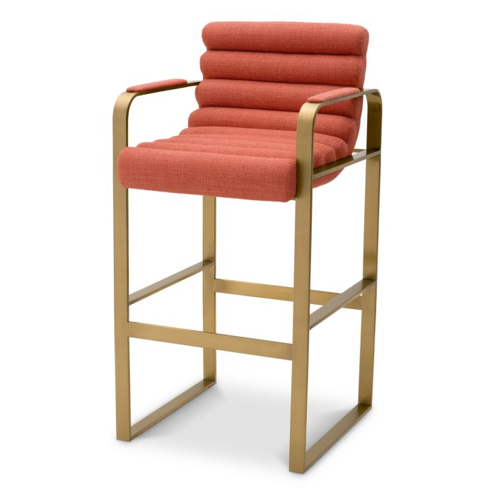 Chaise de bar dorée en tissu orange | Eichholtz Olsean