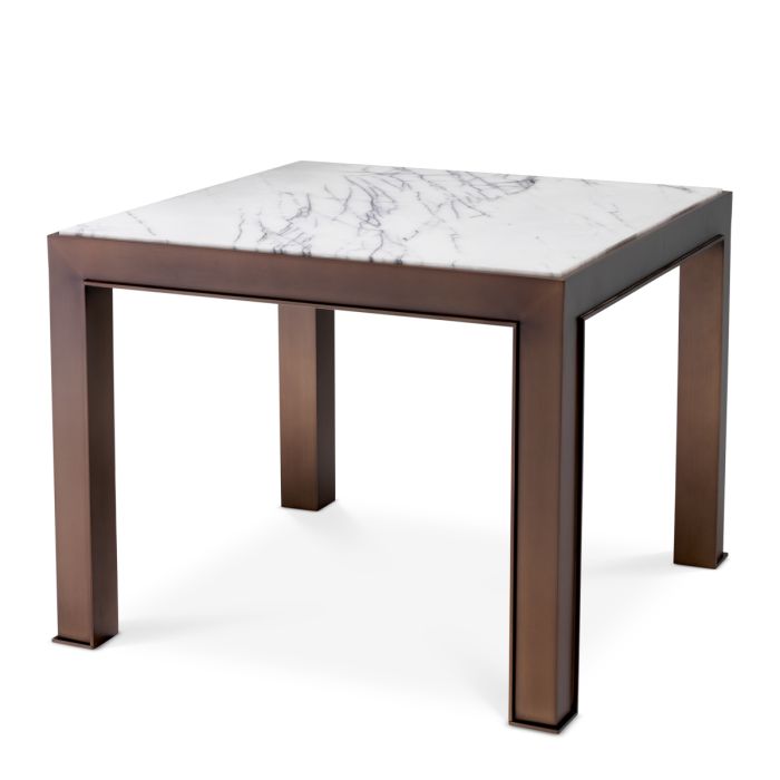 Table d'appoint cuivrée en marbre blanc | Eichholtz Tardieu