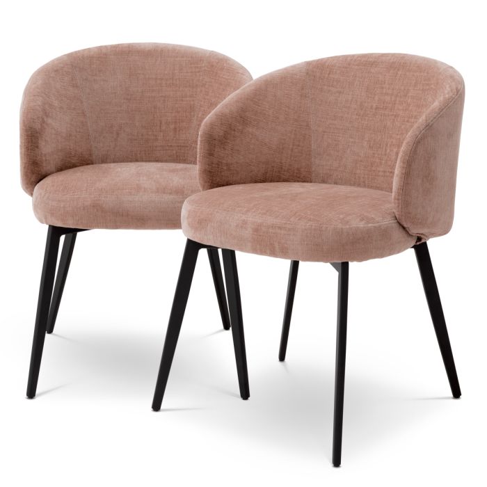 Chaise de salle à manger avec accoudoirs en tissu rose (lot de 2) | Eichholtz Lloyd