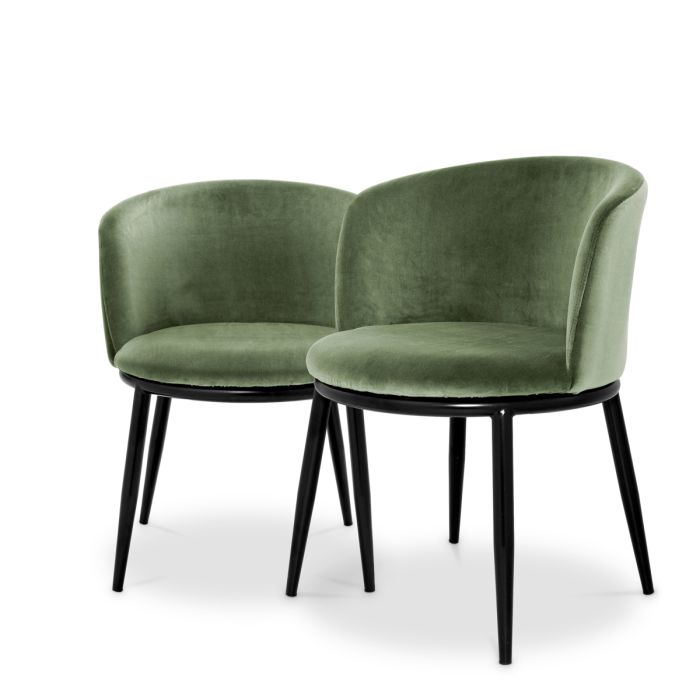 Chaise de salle à manger en velours vert (lot de 2) | Eichholtz Filmore