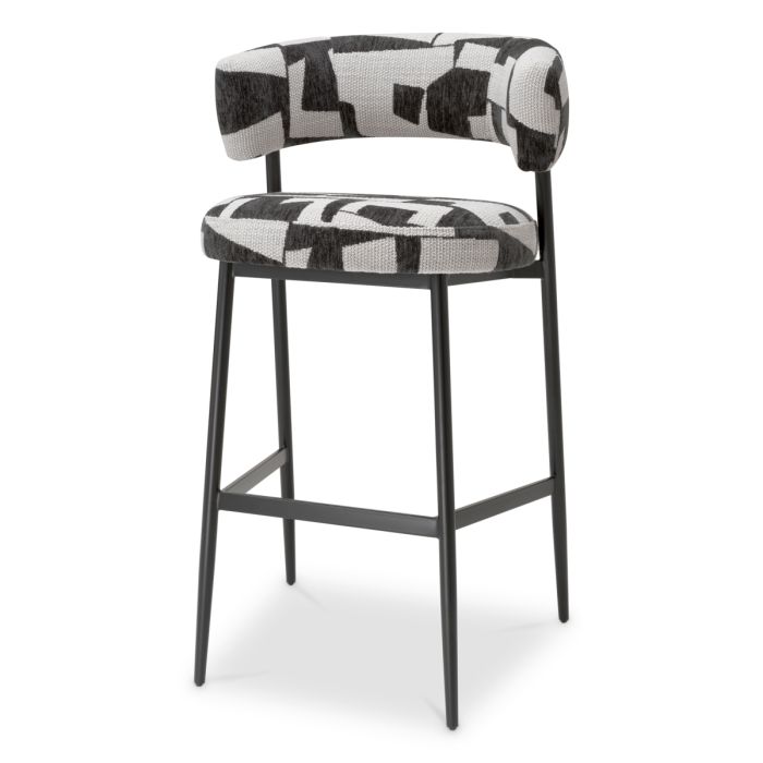 Chaise de bar en tissu noir et blanc | Eichholtz Folsom