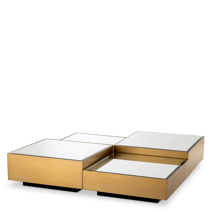 Table basse en laiton brossé et verre miroir (lot de 4) | Eichholtz Espositio