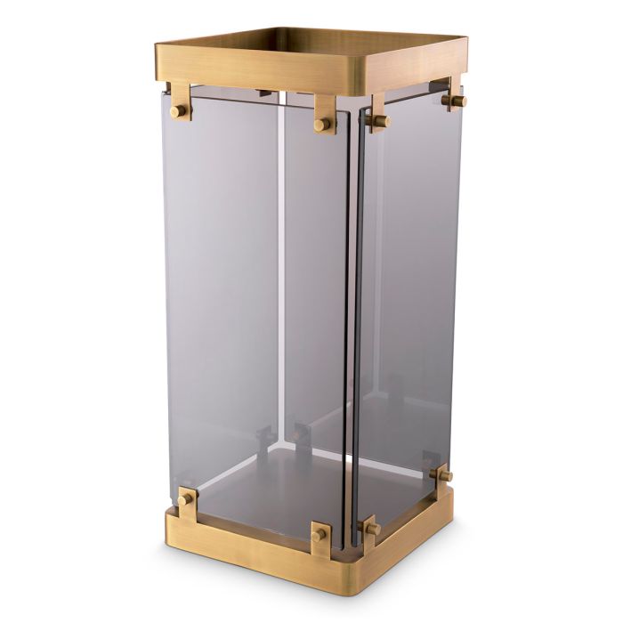 Porte-parapluie en laiton et verre fumé | Eichholtz Heston