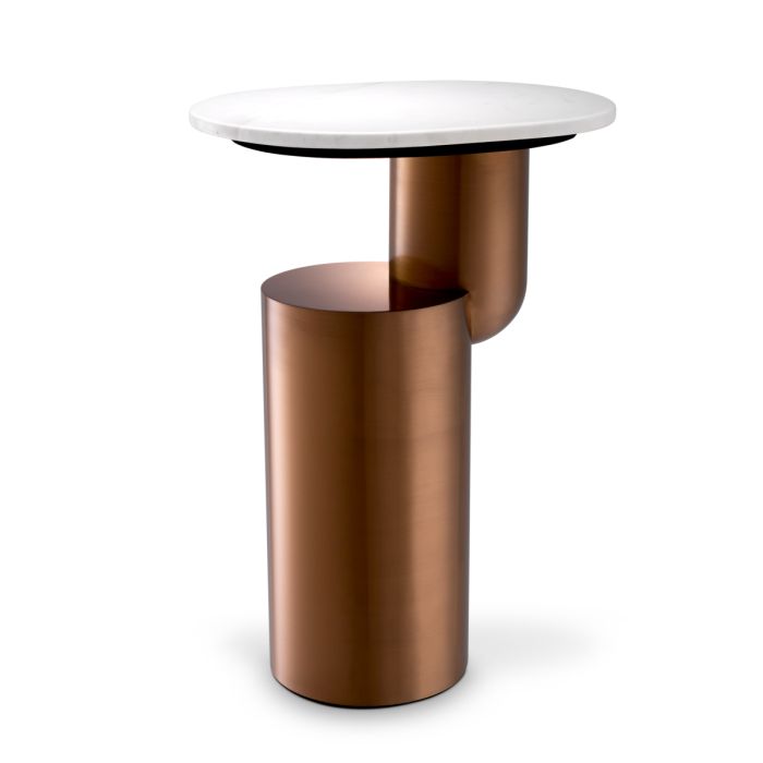 Table d'appoint cuivrée en marbre blanc | Eichholtz Tosca