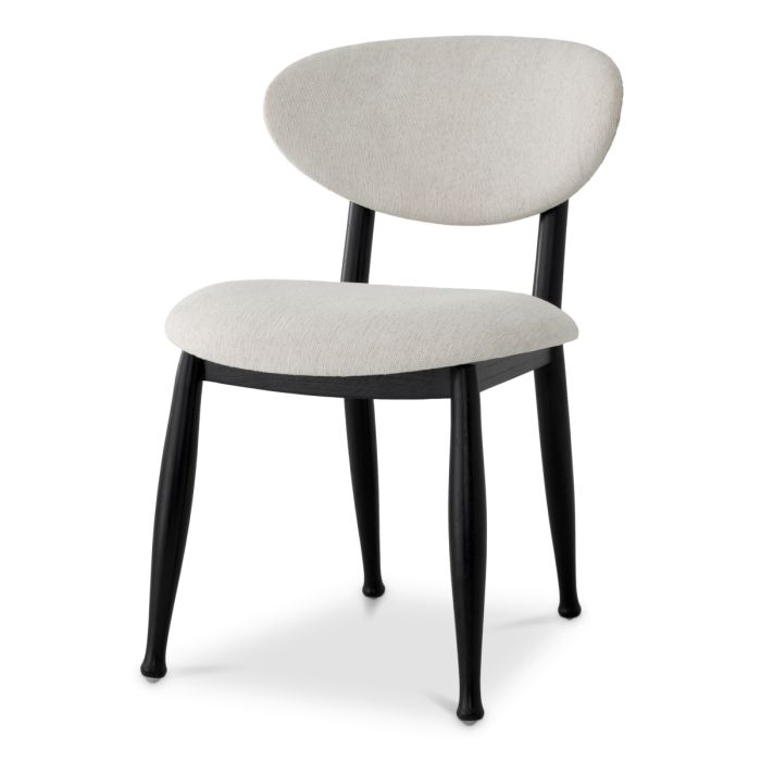 Chaise de salle à manger noire en tissu crème | Eichholtz Allston