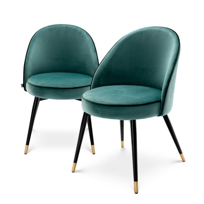 Chaise de salle à manger en velours turquoise (lot de 2) | Eichholtz Cooper