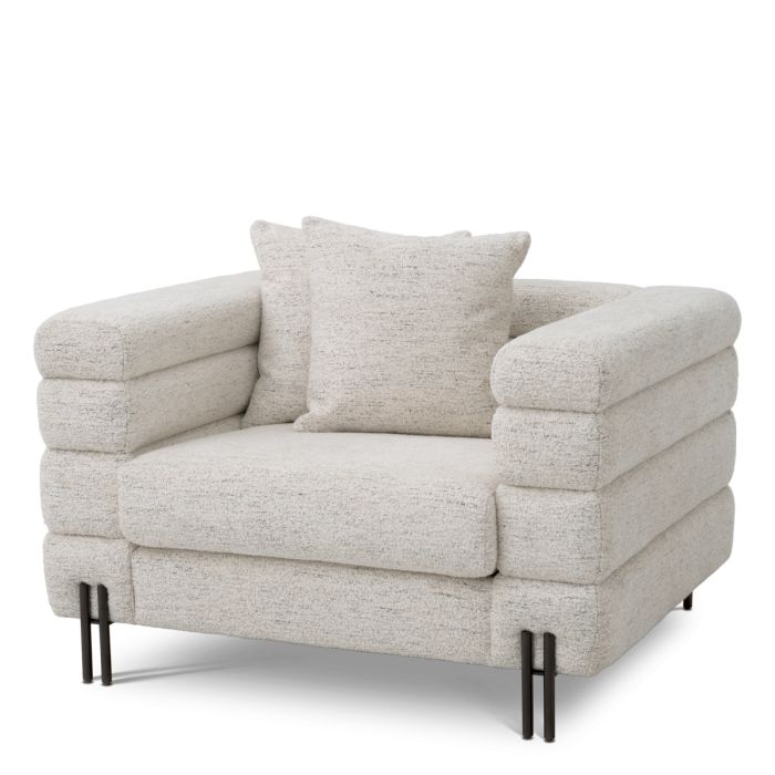 Fauteuil en tissu blanc écru | Eichholtz York