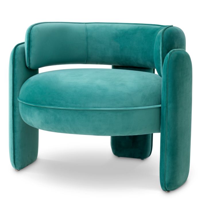 Fauteuil en velours turquoise | Eichholtz Chaplin