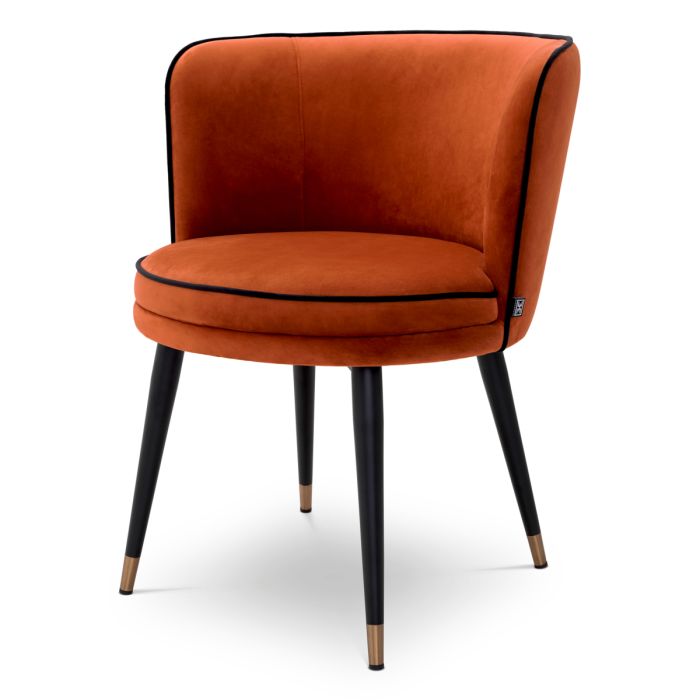 Chaise de salle à manger en velours orange | Eichholtz Grenada