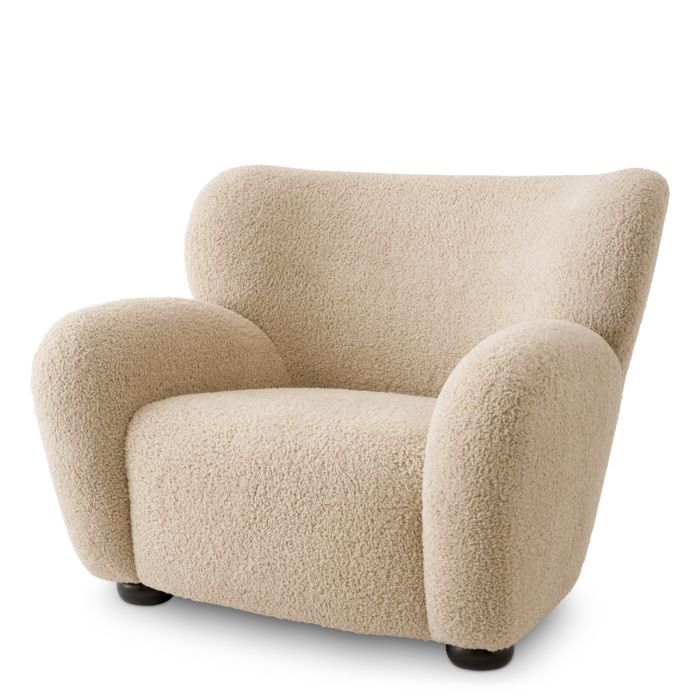 Fauteuil en tissu molletonné sable | Eichholtz Thames
