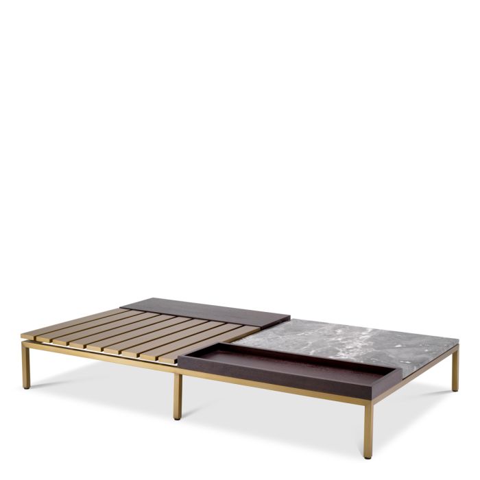 Table basse en laiton brossé et marbre gris | Eichholtz Forma