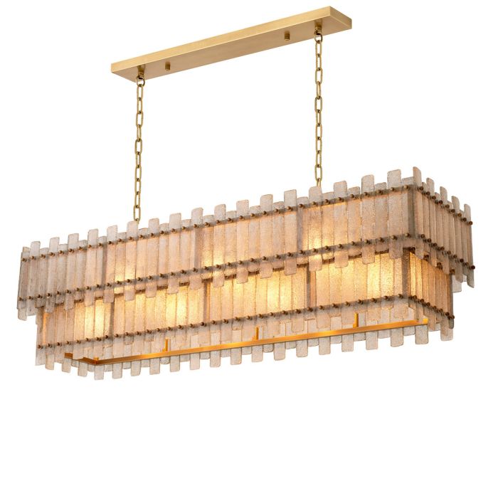 Lustre rectangulaire doré en verre soufflé | Eichholtz Caprera
