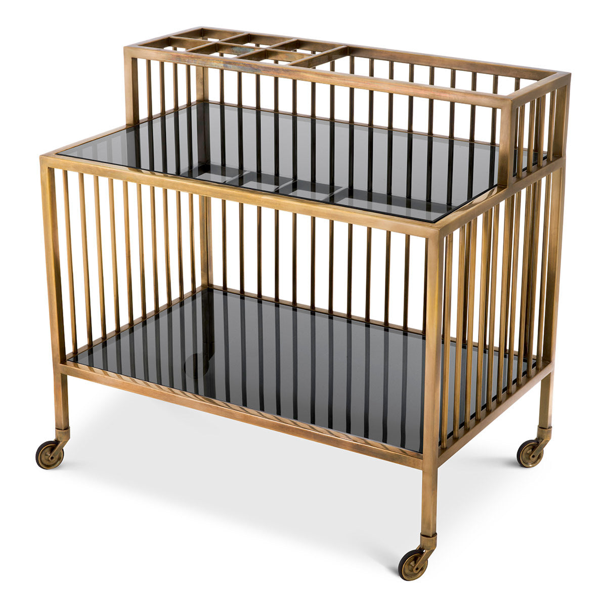 Trolley en laiton vintage et verre fumé | Eichholtz Rutherford - vue principale | REMO-HOME