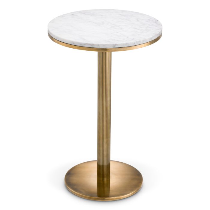 Table d'appoint dorée en marbre blanc | Eichholtz Tavolara