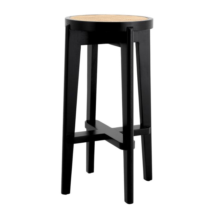 Tabouret de bar noir en rotin | Eichholtz Dareau S