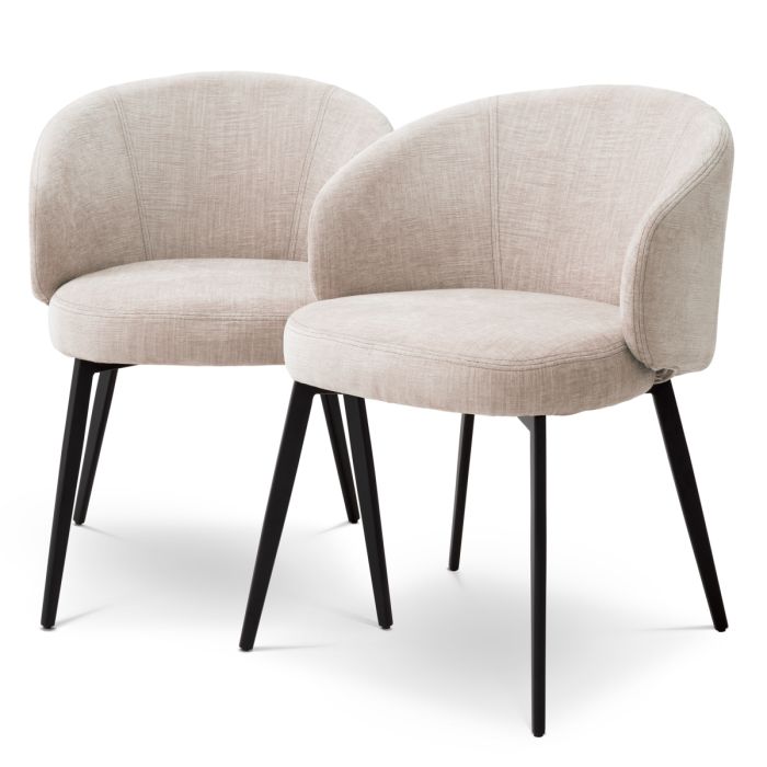 Chaise de salle à manger avec accoudoirs en tissu beige (lot de 2) | Eichholtz Lloyd
