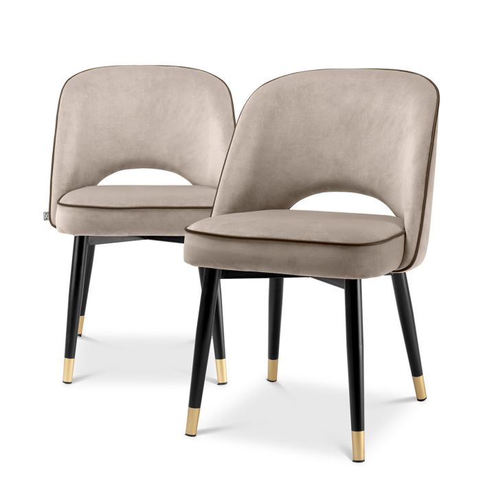 Chaise de salle à manger en velours greige (lot de 2) | Eichholtz Cliff