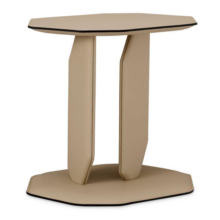 Table d'appoint en cuir cappuccino | Eichholtz Maurizio