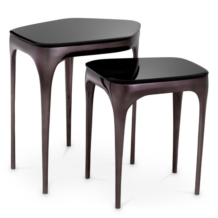 Table d'appoint dorée en verre fumé (lot de 2) | Eichholtz Deacon