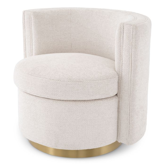 Fauteuil pivotant en tissu blanc cassé | Eichholtz Amanda