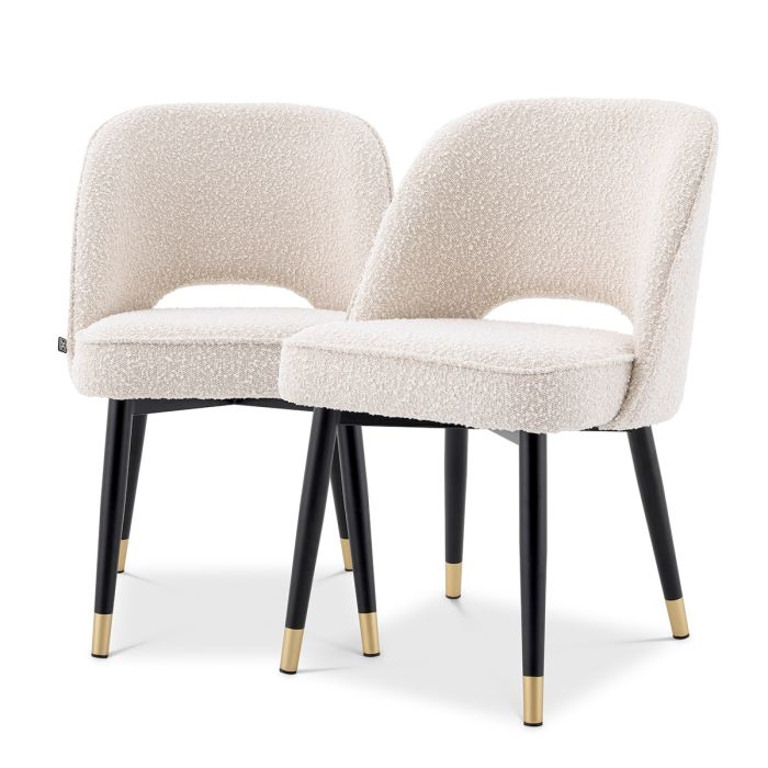 Chaise de salle à manger bouclé crème (lot de 2) | Eichholtz Cliff