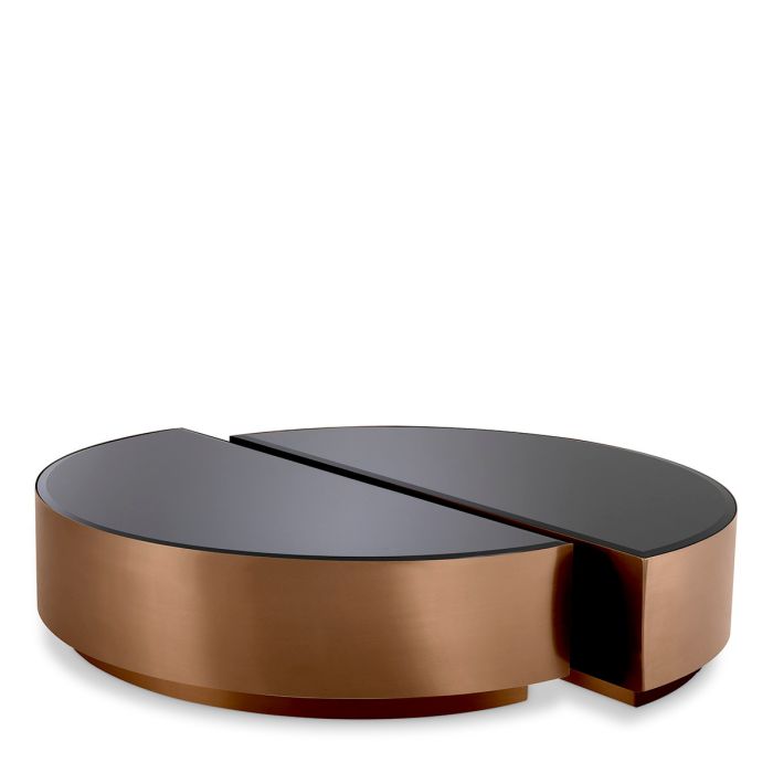 Table basse cuivrée en verre noir (lot de 2) | Eichholtz Astra