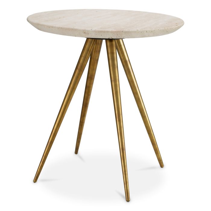 Table d'appoint dorée en travertin | Eichholtz Ranco