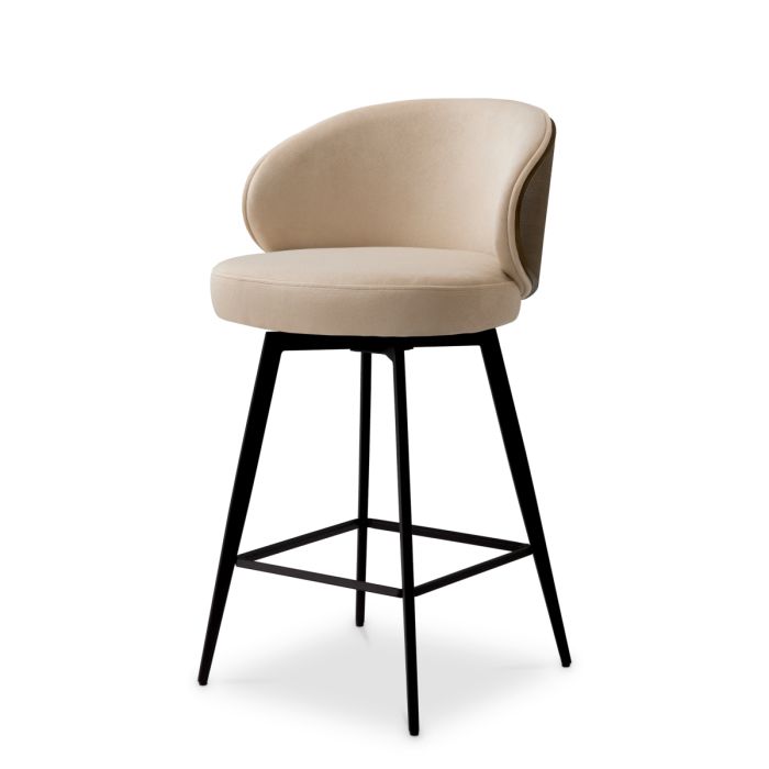 Chaise de comptoir en tissu beige | Eichholtz Camerota