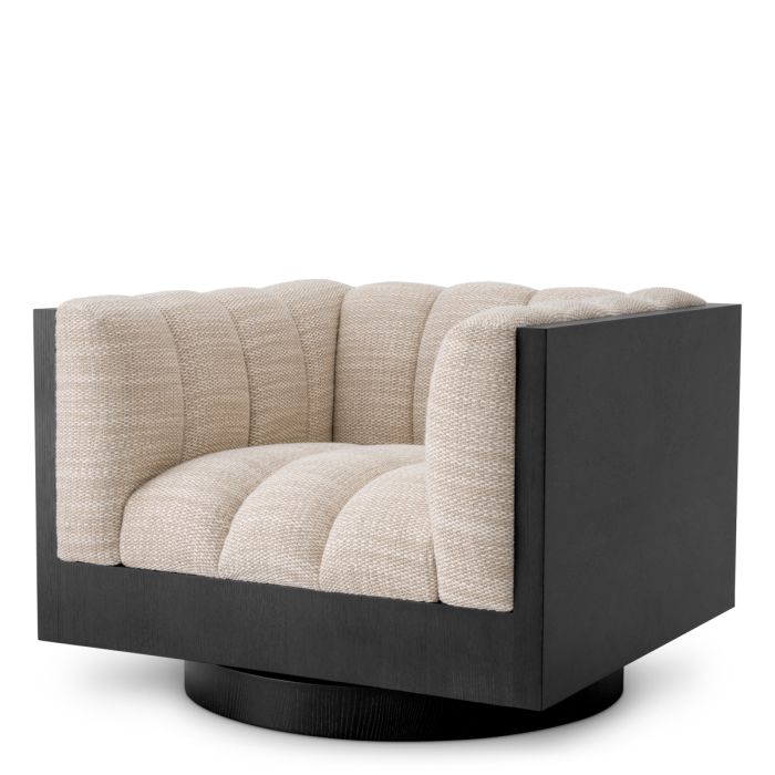 Fauteuil pivotant en tissu beige | Eichholtz Davide
