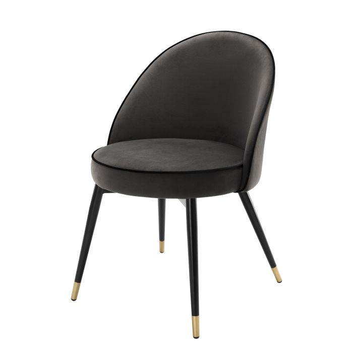 Chaise de salle à manger en velours gris foncé (lot de 2) | Eichholtz Cooper