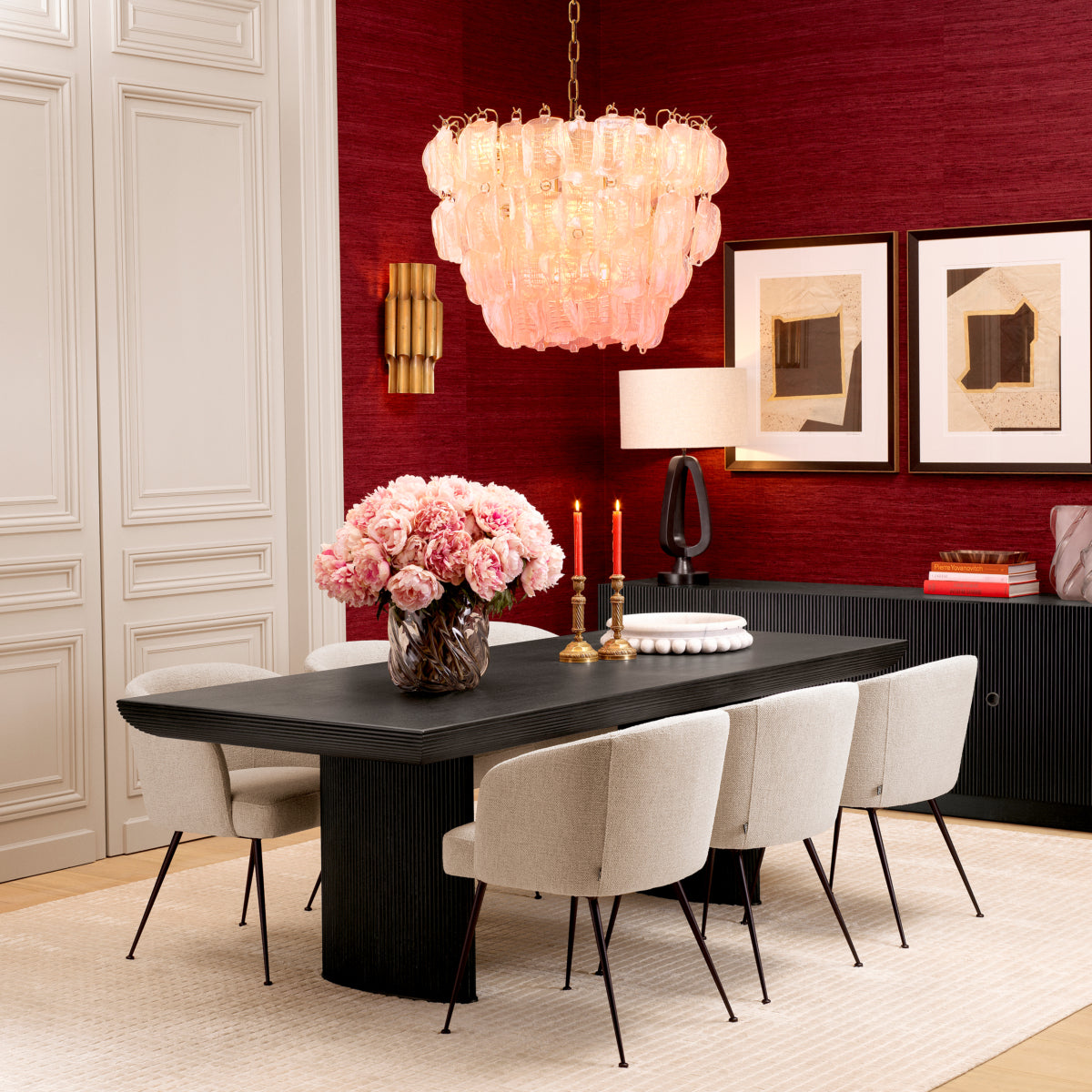 Table à manger en placage chêne gris anthracite | Eichholtz Winston - vue de détail | REMO-HOME