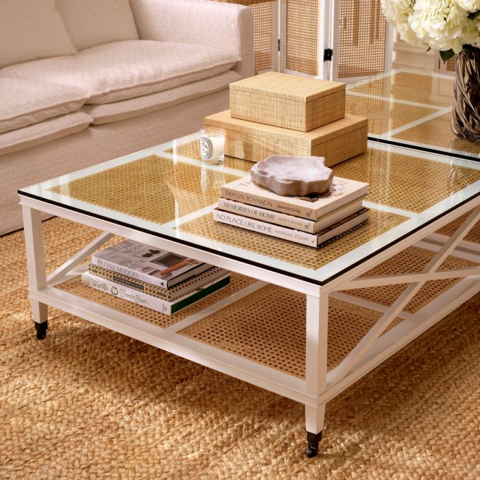 Table basse en rotin et verre transparent | Eichholtz Bahamas