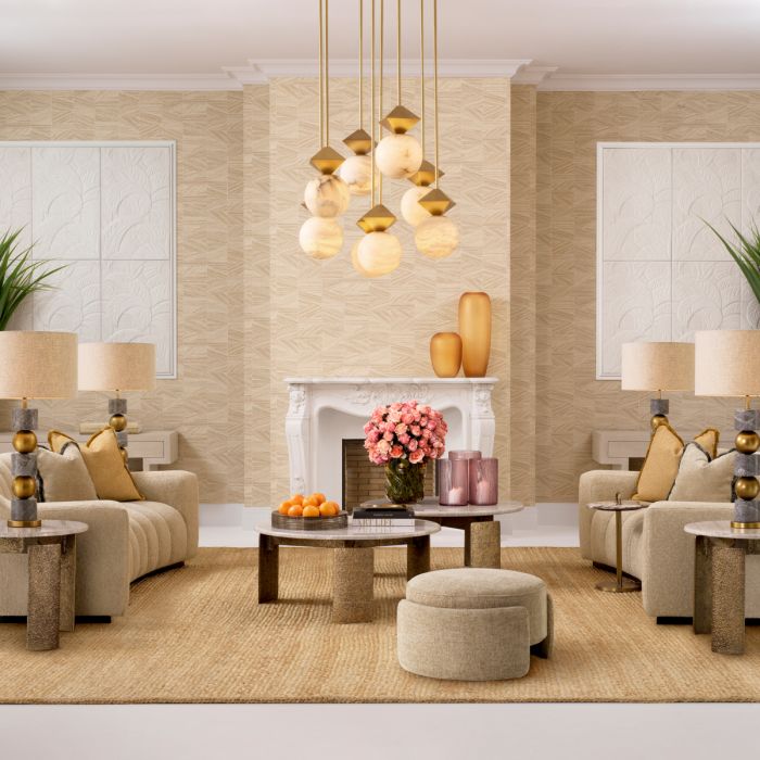 Pouf en tissu sable | Eichholtz Ortega