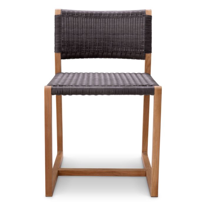 Chaise extérieure avec teck et cordage noir | Eichholtz Griffin