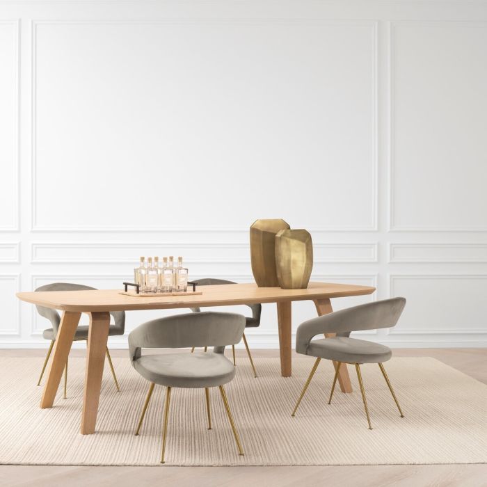 Chaise de salle à manger en velours greige | Eichholtz Bravo