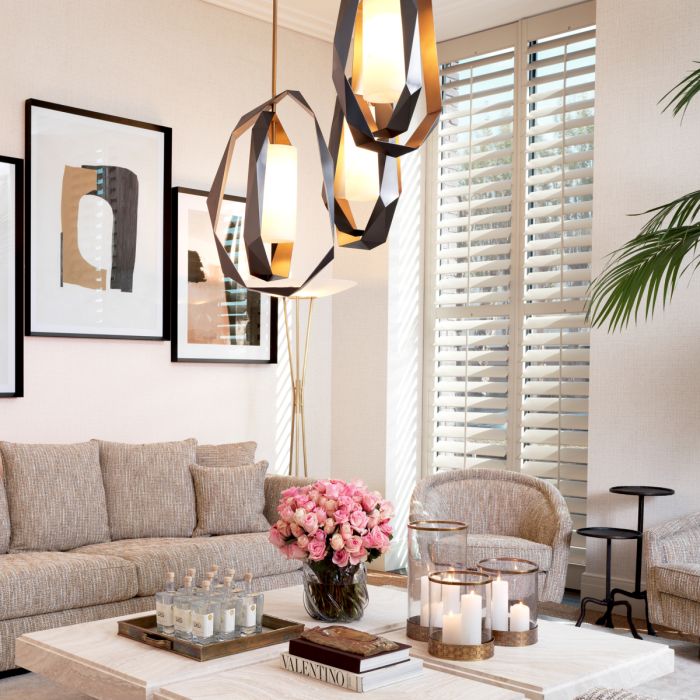 Lustre en bronze et en albâtre | Eichholtz Santos Double