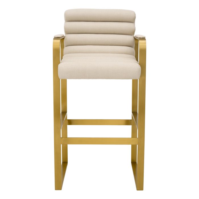 Chaise de bar dorée en tissu sable | Eichholtz Olsean