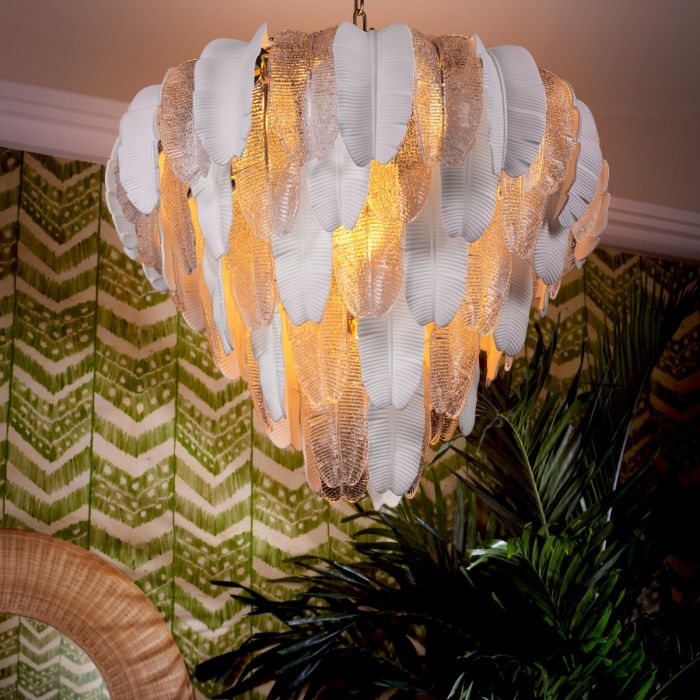 Lustre en verre et céramique blanche | Eichholtz Lucia L