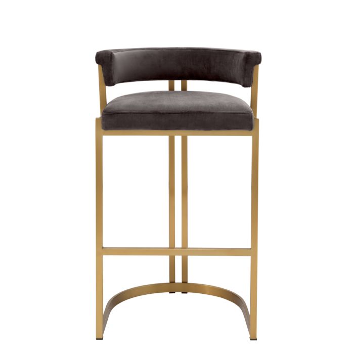 Chaise de comptoir dorée en velours marron | Eichholtz Dante