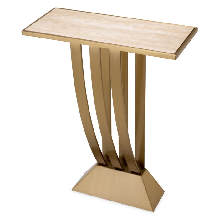 Console en laiton brossé et travertin | Eichholtz Beau Deco
