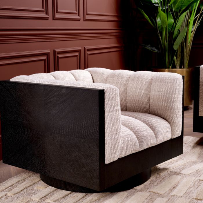 Fauteuil pivotant en tissu beige | Eichholtz Davide