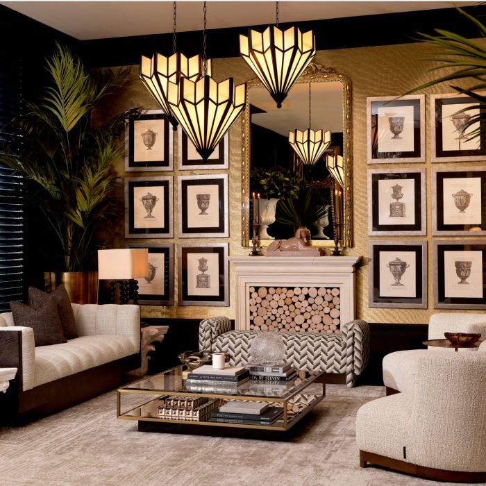 Banc à motifs en tissu marron | Eichholtz Del Vale